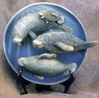 Manatee Family 3-D Collectible Plate