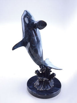 Imperial Killer Whale on Marble Base Statue