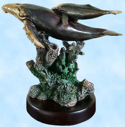 Humpback Mother and Calf Whales Sculpture