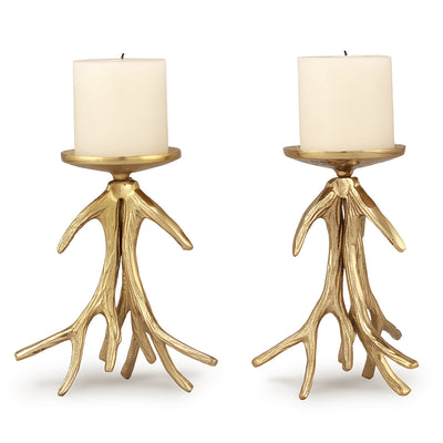 Antler Pillar Candleholders Set