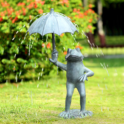 Frog with Umbrella Garden Spit