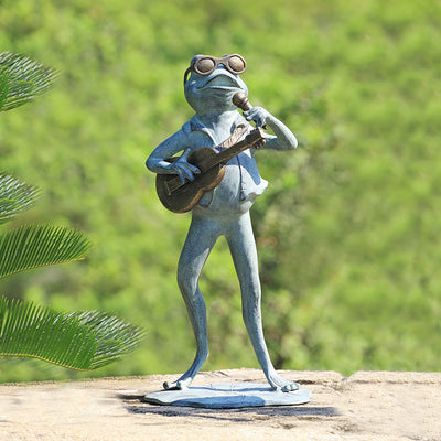 Rock Star Frog Garden Sculptur