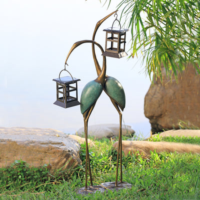 Stylized Crane Pair LED Garden