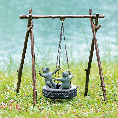 Tire Swing Frogs Garden Sculpt