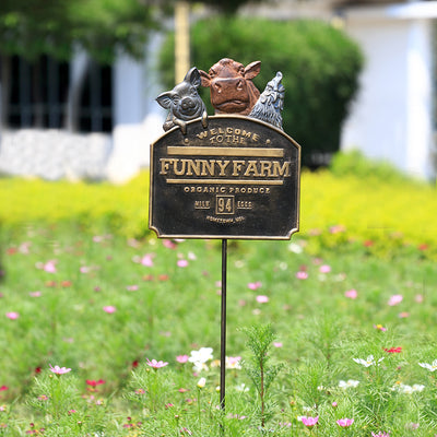 Funny Farm Garden Sign on Stak