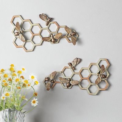 Honeycomb and Bee Wall Plaques