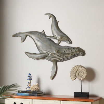 First Surfacing Whale & Cub Wall Plaque