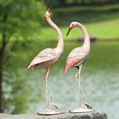 Flamboyant Crane Garden Pair