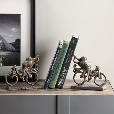 Octopus on Bicycle Bookends PR