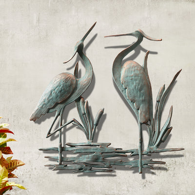 Double Garden Heron Wall Plaqu