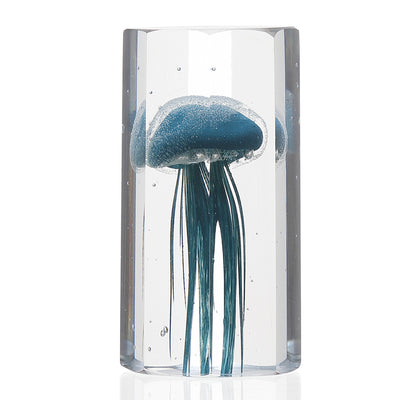 Art Glass Refracting Teal Jellyfish Glow in the Dark