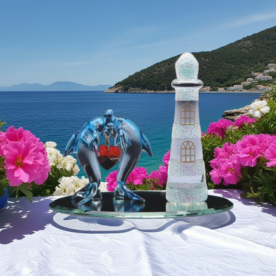 Duo Dolphins Lighthouse Art Beautiful Equine Elegance in Art