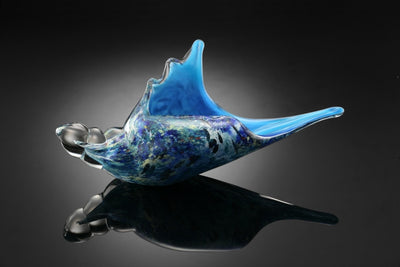 Art Glass Blue Murex Shell Sculpture