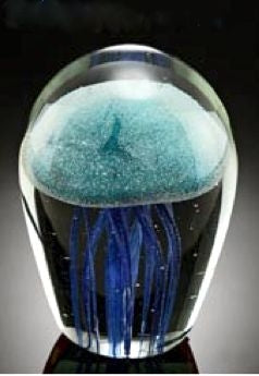 Art Glass Blue Jellyfish - Small