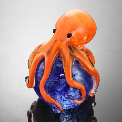 Art Glass Orange Octopus Sculpture/Paperweight