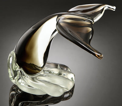 Art Glass Gray Whale Tail Sculpture