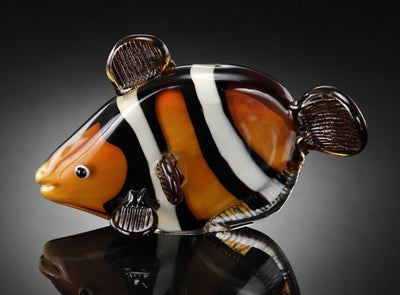 Art Glass Clown Fish Sculpture