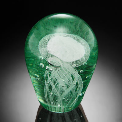 Art Glass Green Spiral Jellyfish