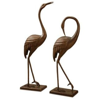 Graceful Garden Cranes Statues - Pair