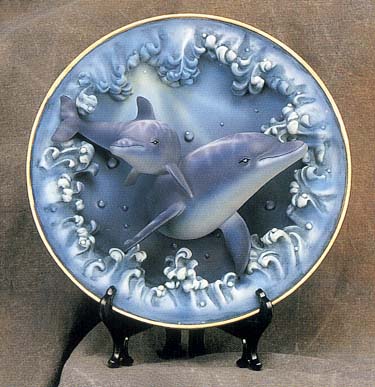 3-D Double Dolphins Collectible Plate