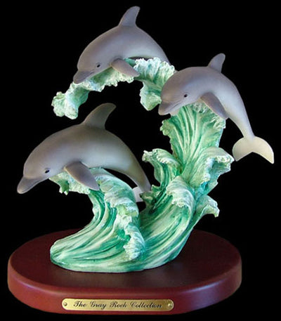 Trio Dolphins on Waves Figurine