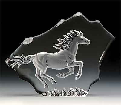 Galloping Horse Leaded Crystal Sculpture