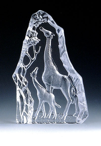 Mother & Baby Giraffe Leaded Crystal Sculpture