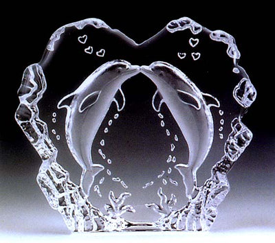 Kissing Dolphins Leaded Crystal Sculpture