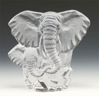 Mother & Baby Elephant Leaded Crystal Sculpture