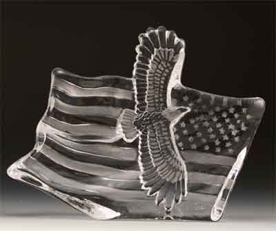 Eagle & The American Flag Leaded Crystal Sculpture