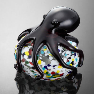 Art Glass Black Octopus Sculpture/Paperweight