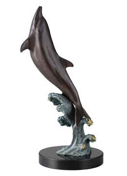 Single Leaping Dolphin in Bronze Finish