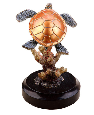 Small Sea Turtle and Coral Sculpture