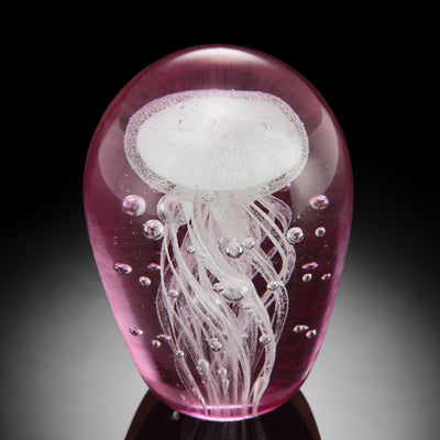 Art Glass Pink Spiral Jellyfish