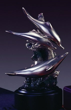 Three Swimming Dolphins Sculpture