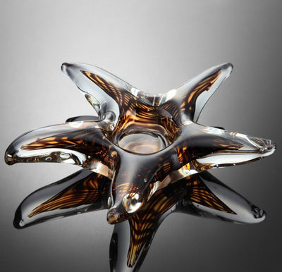 Art Glass Amber Starfish Tea Light Holder
