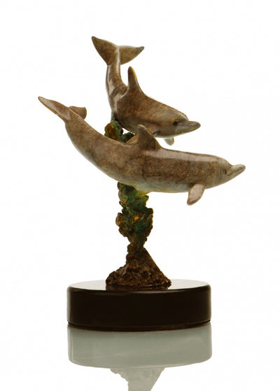 Hot Patina Double Dolphins Figurine