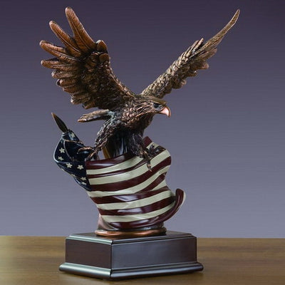 Large Eagle with American Flag Sculpture