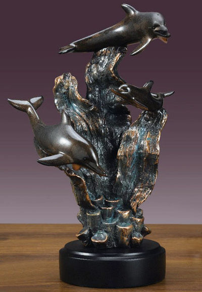 Bronze Coated Trio Dolphin Sculpture