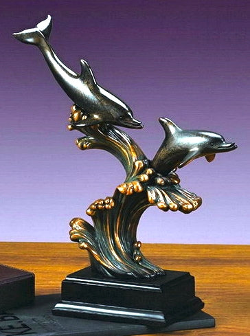 Bronze Coated Dolphin Lover Sculpture
