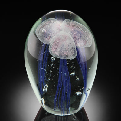 Art Glass Triple Pink/Purple Jellyfish Sculpture