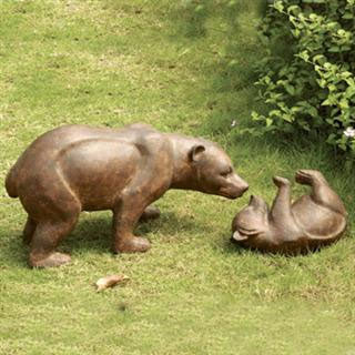 Loving Mother Bear and Cub Sculpture