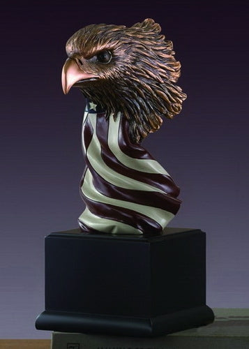 Eagle Head with American Flag Statue - Large