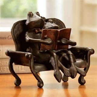 Frog Lovers on Chair Sculpture