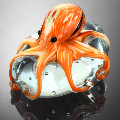 Art Glass Orange Octopus Sculpture/Paperweight