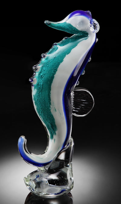 Art Glass Blue Seahorse