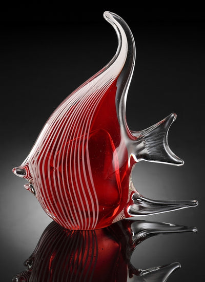 Art Glass Red Angel Fish Sculpture