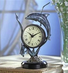 Duo Dolphins Table Clock