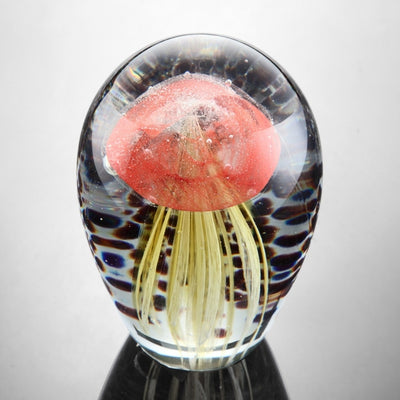 Art Glass Red & Gold Jellyfish Glow in The Dark