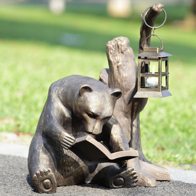Book Lover Bear Garden Lantern